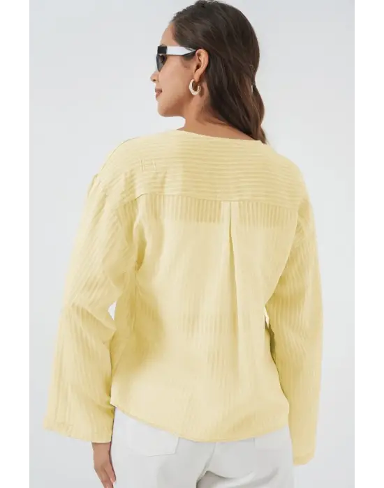 Önü Bağcıklı Bluz 952 - Sarı