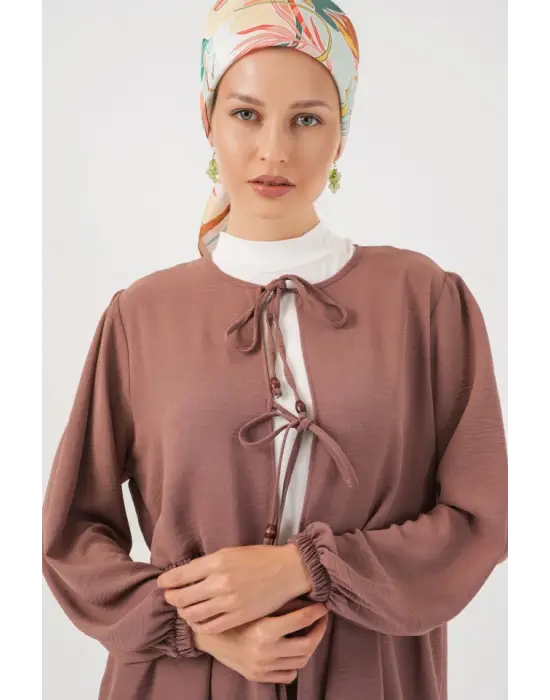 Önü Bağcıklı Tunik Pantolon İkili Takım 6744 - D.Gül Kurusu