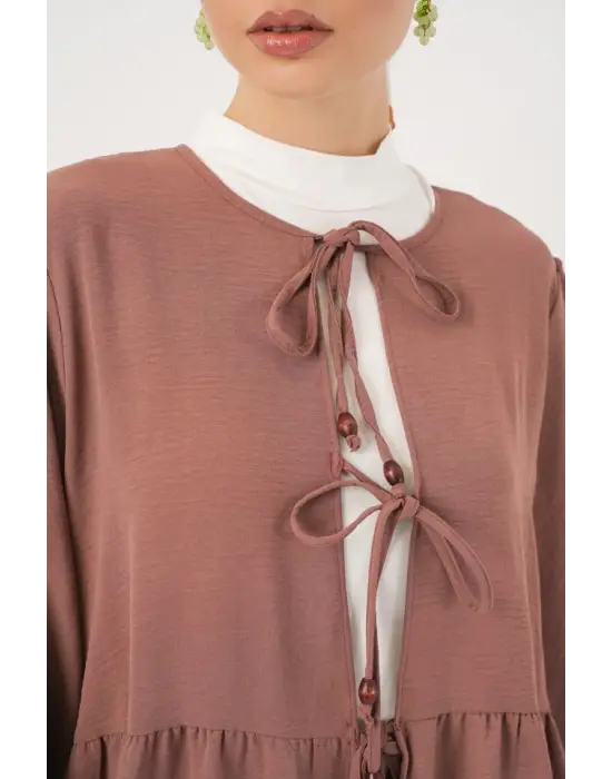 Önü Bağcıklı Tunik Pantolon İkili Takım 6744 - D.Gül Kurusu