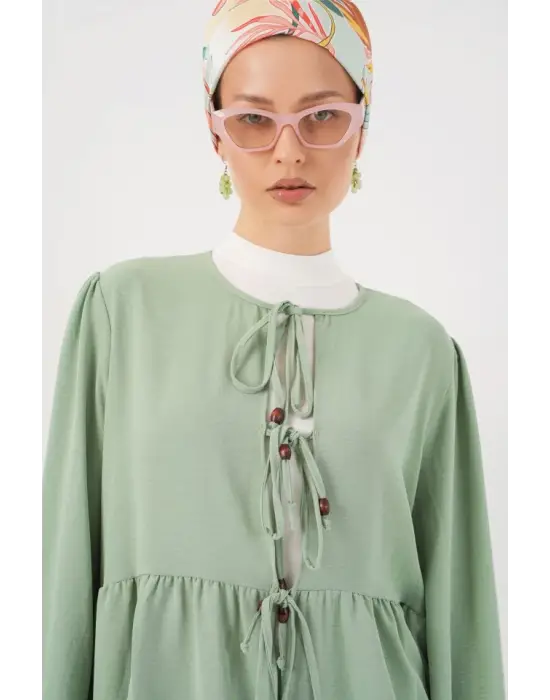 Önü Bağcıklı Tunik Pantolon İkili Takım 6744 - Mint