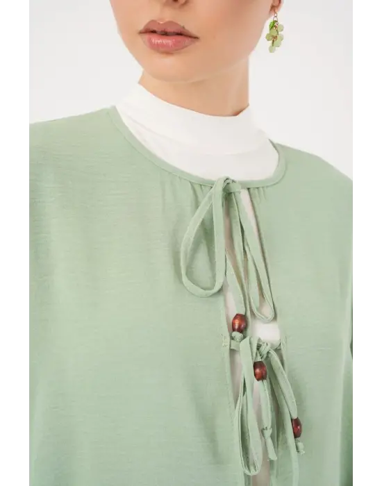 Önü Bağcıklı Tunik Pantolon İkili Takım 6744 - Mint