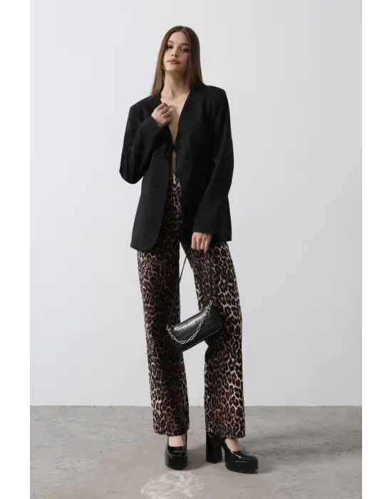 Önü Bağlamalı Blazer Ceket - Siyah