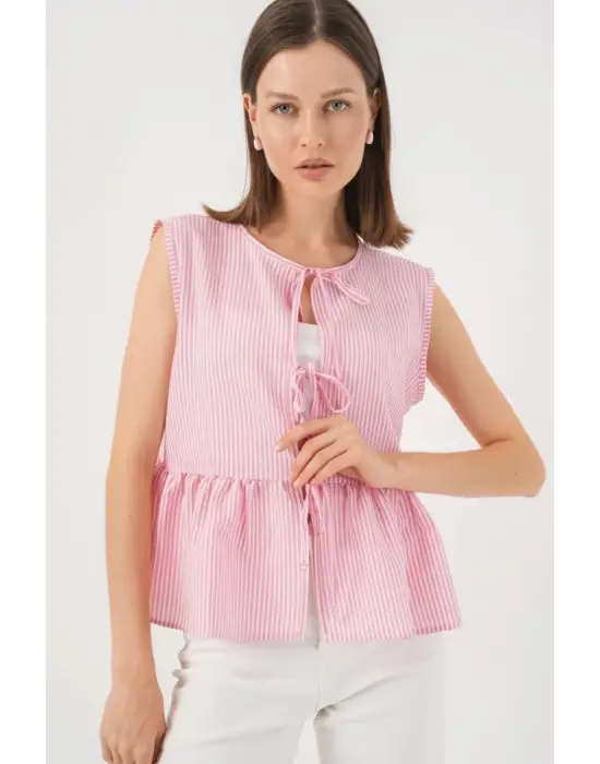 Önü Bağlamalı Bluz 961 - Pembe
