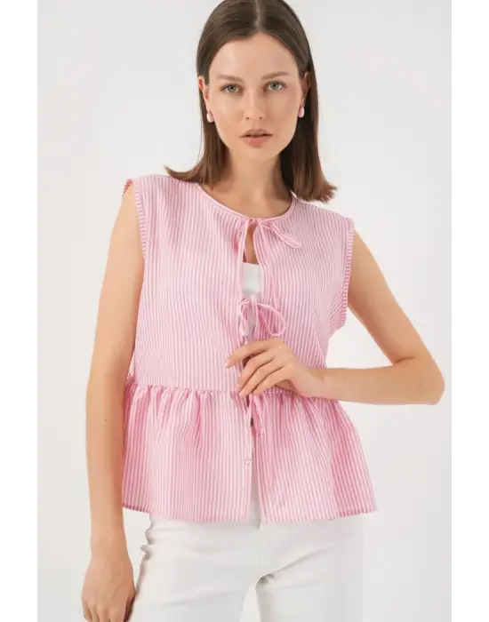 Önü Bağlamalı Bluz 961 - Pembe