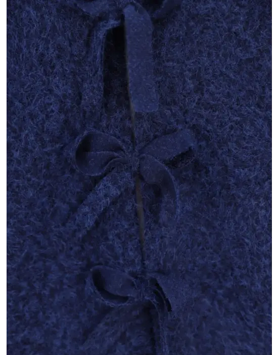 Önü Bağlamalı Kırçıllı Kaşe Ceket Laci