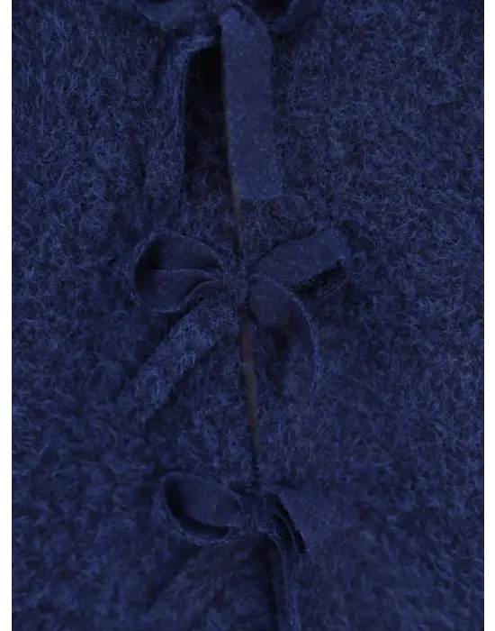 Önü Bağlamalı Kırçıllı Kaşe Ceket -Laci