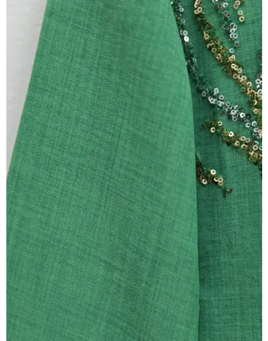 Önü Pul Payetli Uzun Gömlek  -Orman Yş.