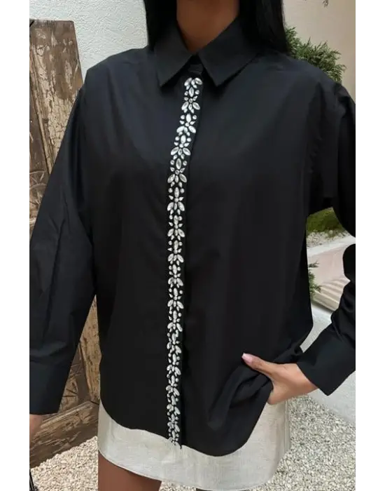 Önü Şerit Taşlı Gömlek 3448