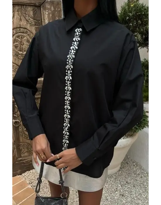 Önü Şerit Taşlı Gömlek 3448