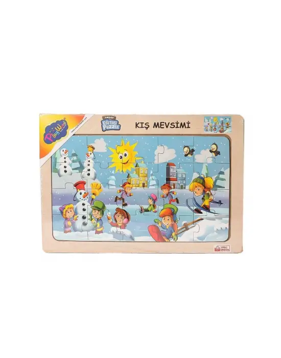 ONY-109-110-111-112 Ahşap Eğitici Çocuk Puzzle -Kış Mevsimi