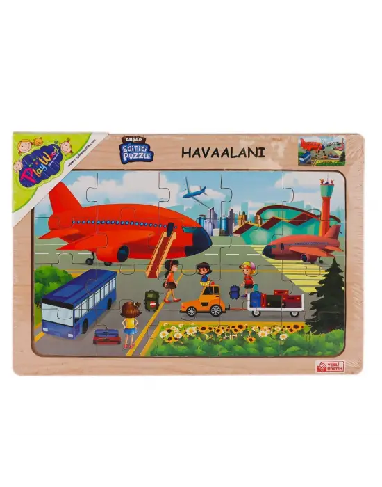 ONY-233-234-235-236 Ahşap Eğitici Puzzle Havaalanı -Onyıl Oyuncak