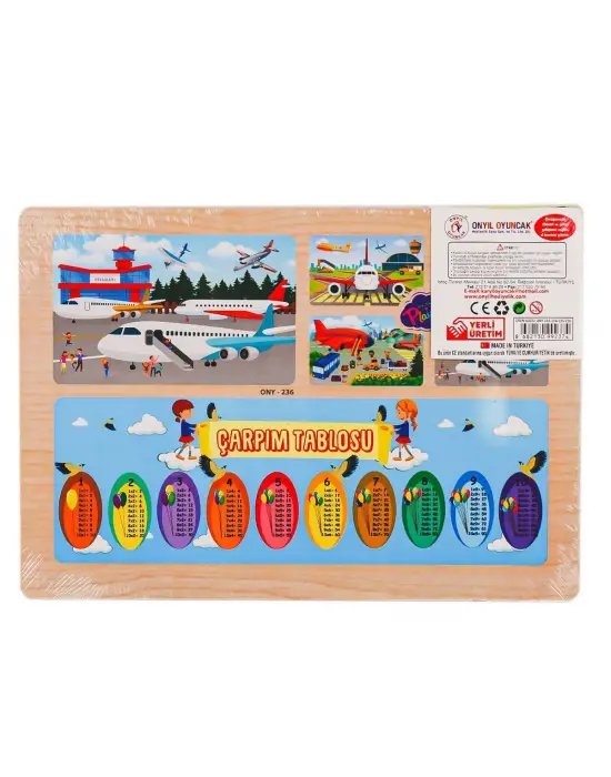 ONY-233-234-235-236 Ahşap Eğitici Puzzle Havaalanı -Onyıl Oyuncak