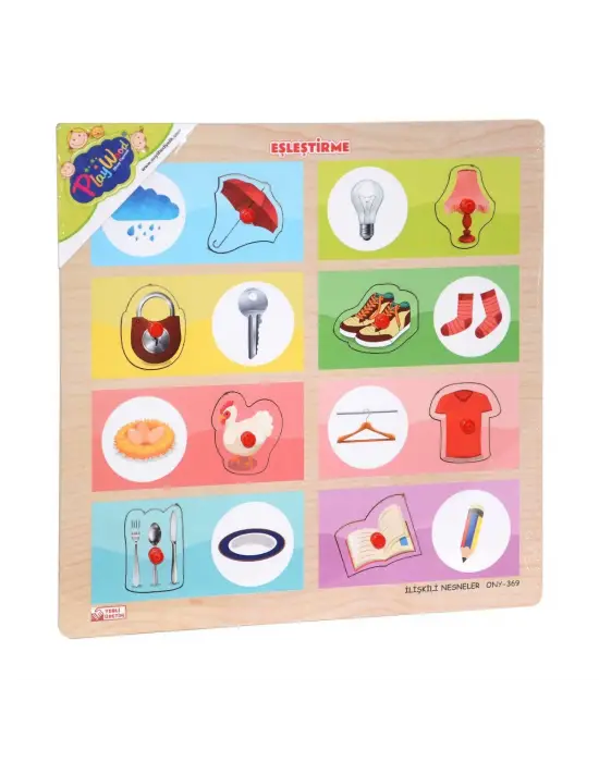 Omarı Ahşap Tutmalı Eşleştirme Oyunu