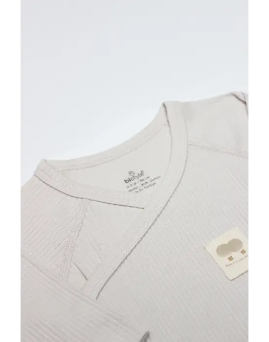 Organic Modal Flying Balloons Kruvaze Uzun Kol Body Bs17121 Bej