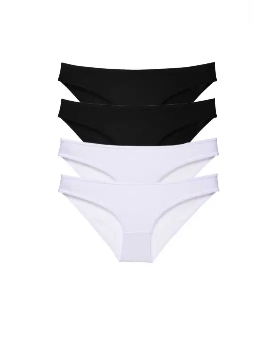 Omarı Kadın Slip Külot Seti Siyah Beyaz