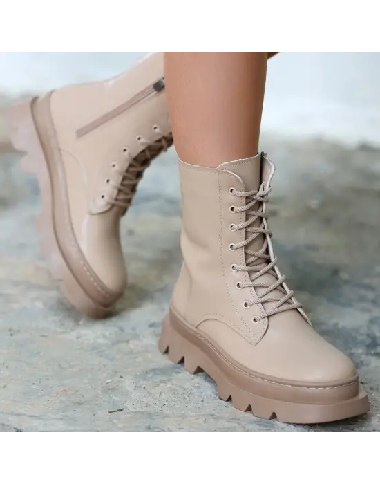 Omarı Elegan Nude Bağcıklı Bot Modası