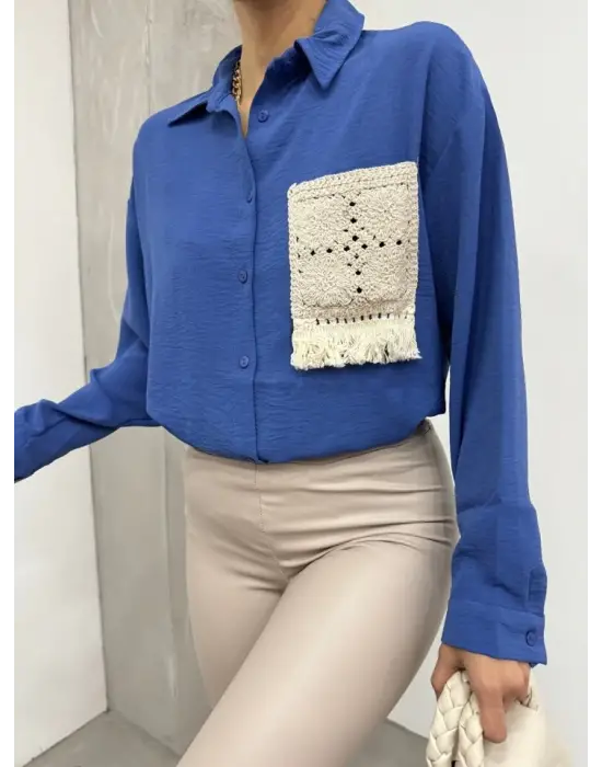 Omarı Modern ve Şık Düğmeli Ayrobin Gömlek