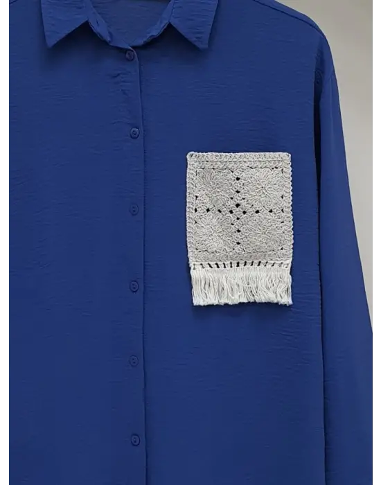 Omarı Modern ve Şık Düğmeli Ayrobin Gömlek