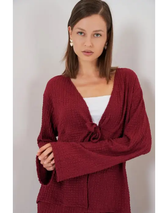 Örme Bluz Pantolon İkili Takım 30052 - Bordo