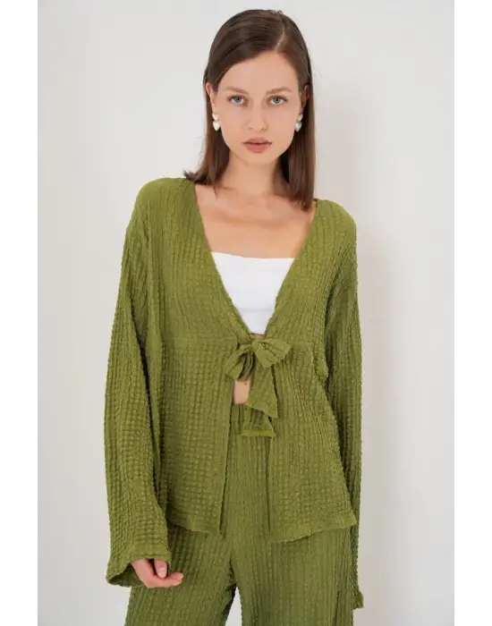 Örme Bluz Pantolon İkili Takım 30052 - E.Yeşil