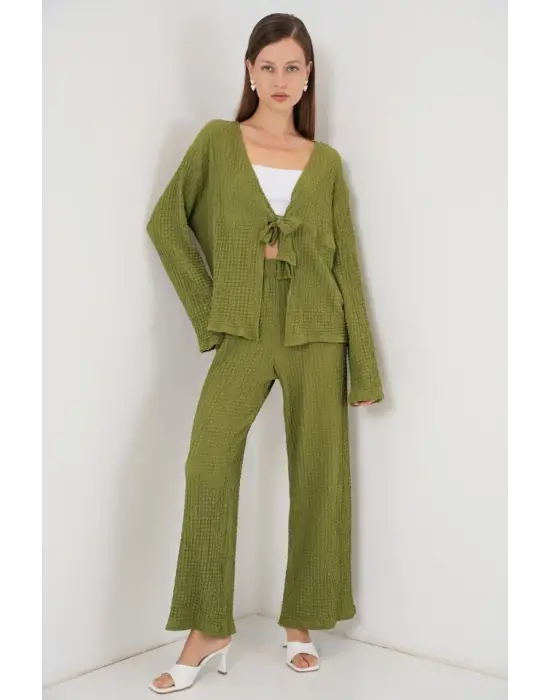 Örme Bluz Pantolon İkili Takım 30052 - E.Yeşil