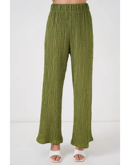 Örme Bluz Pantolon İkili Takım 30052 - E.Yeşil