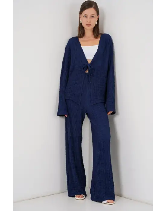 Örme Bluz Pantolon İkili Takım 30052 - Lacivert
