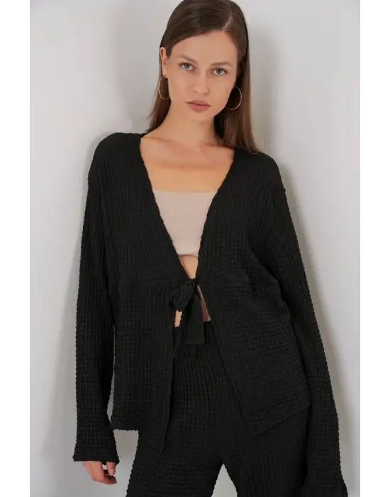 Örme Bluz Pantolon İkili Takım 30052 - Siyah