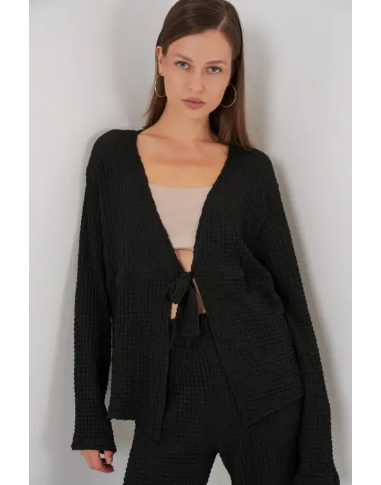 Örme Bluz Pantolon İkili Takım 30052 - Siyah