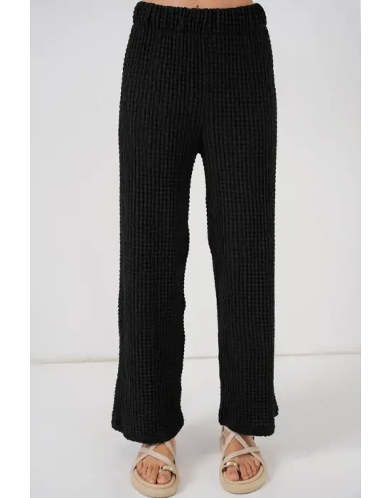 Örme Bluz Pantolon İkili Takım 30052 - Siyah