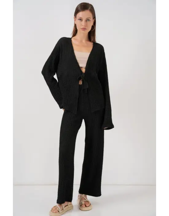 Örme Bluz Pantolon İkili Takım 30052 - Siyah