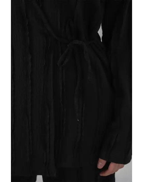 Modern Kimono Pantolon Takım - Siyah