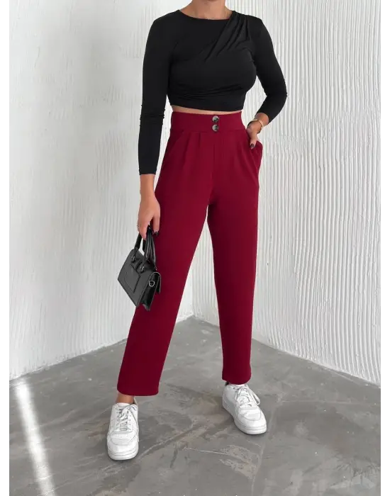 Modern Çift Düğmeli Pantolon