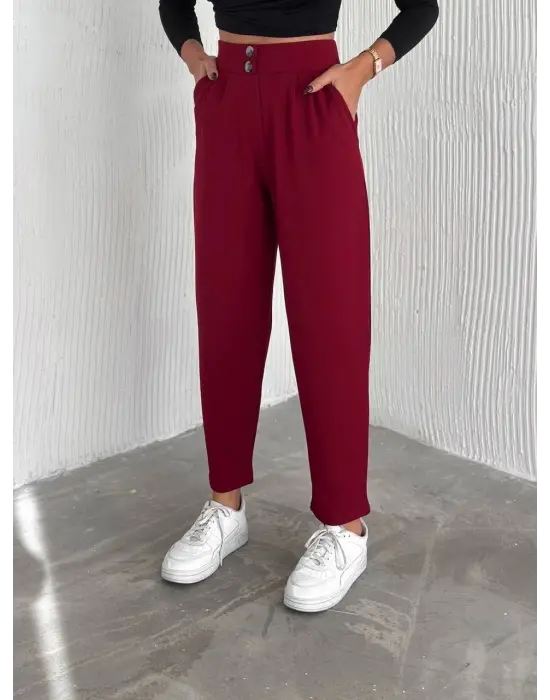 Omarı Rahat Ve Şık Örme Krep Pantolon