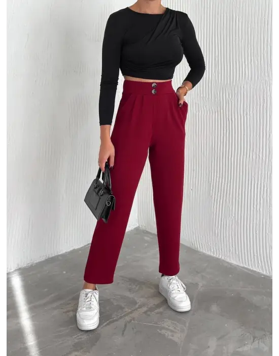 Modern Çift Düğmeli Pantolon
