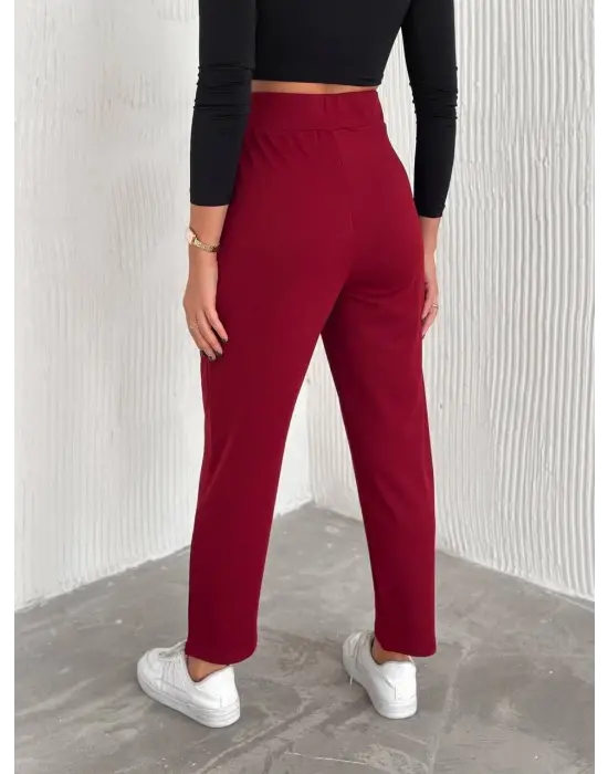 Omarı Rahat Ve Şık Örme Krep Pantolon