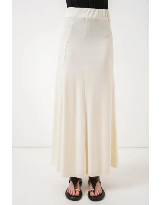 Örme Uzun Etek 8073 - Ekru