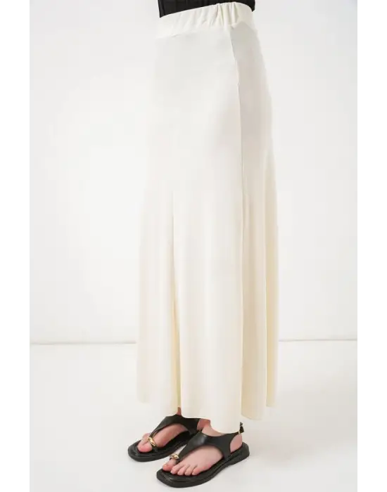 Örme Uzun Etek 8073 - Ekru