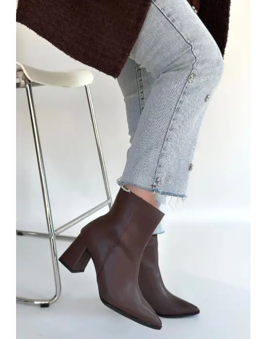 Oter Kahverengi Cilt Topuklu Bot