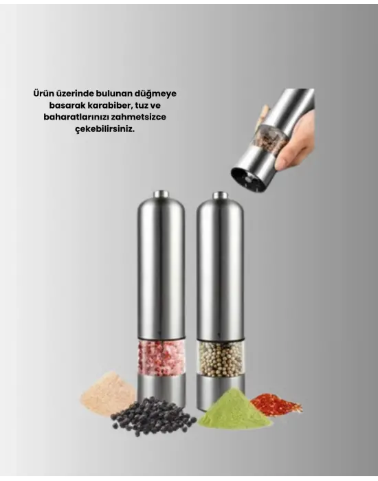 Otomatik Baharat Değirmeni Paslanmaz Gövde Ergonomik Tasarım