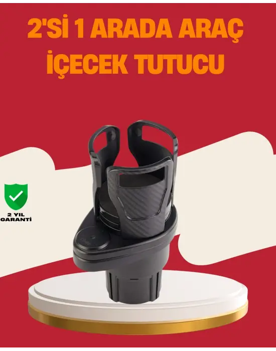 Otomobil Bardak Tutucu İkisi Bir Arada 360° Dönebilen Geniş Kapasiteli