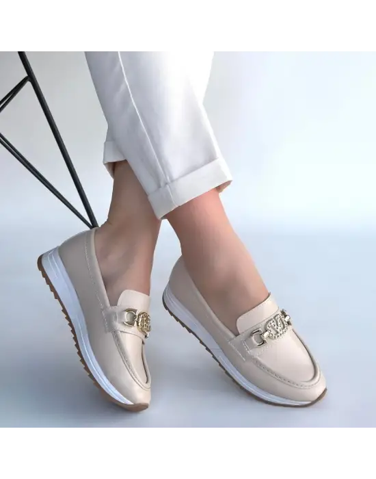 Otra Bej Cilt Babet Ayakkabı