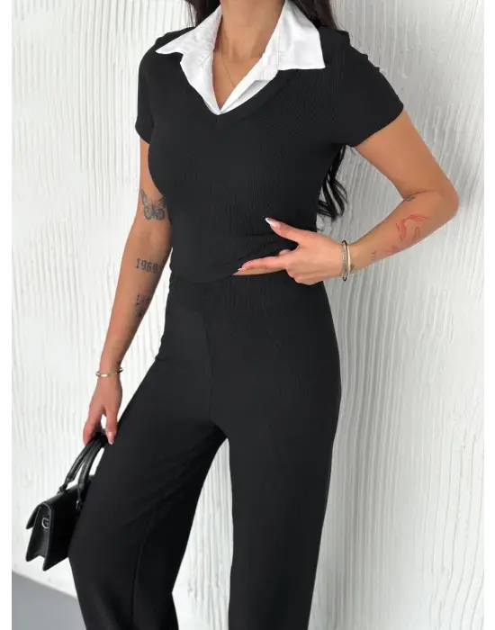 Omarı Elegan Ottoman Kumaş Beyaz Yaka Takım