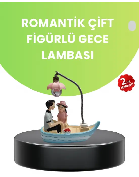 Oturan Çift Figürlü Led Masa Lambası Romantik Hediye