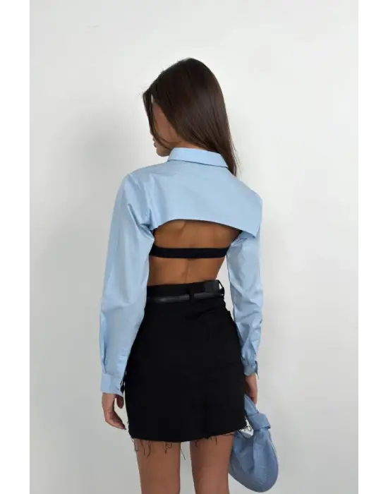 Oval Kesim Crop Gömlek