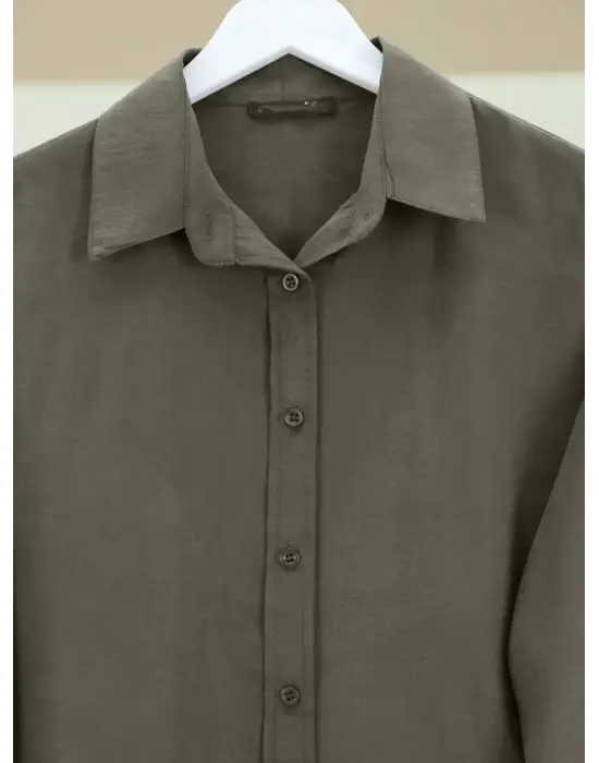 Modern Oval Kesim Cupra Gömlek