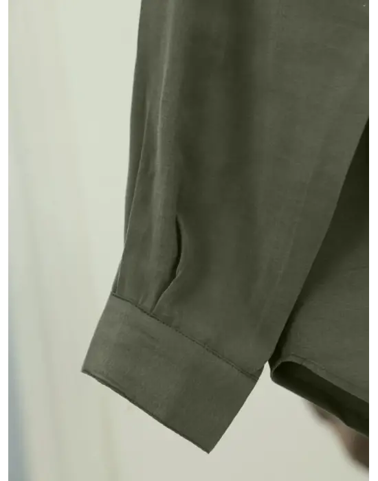 Modern Oval Kesim Cupra Gömlek