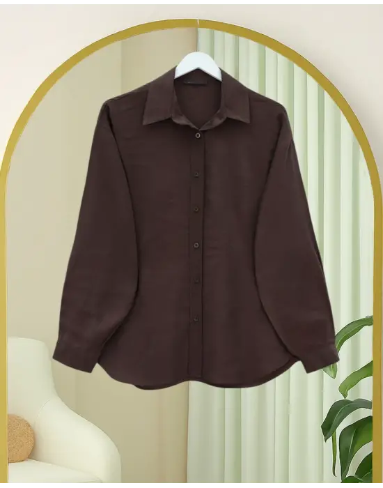 Trend Oval Kesim Tensel Cupra Gömlek