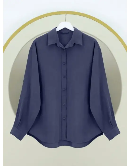 Oval Kesim Tensel Cupra Gömlek -Laci