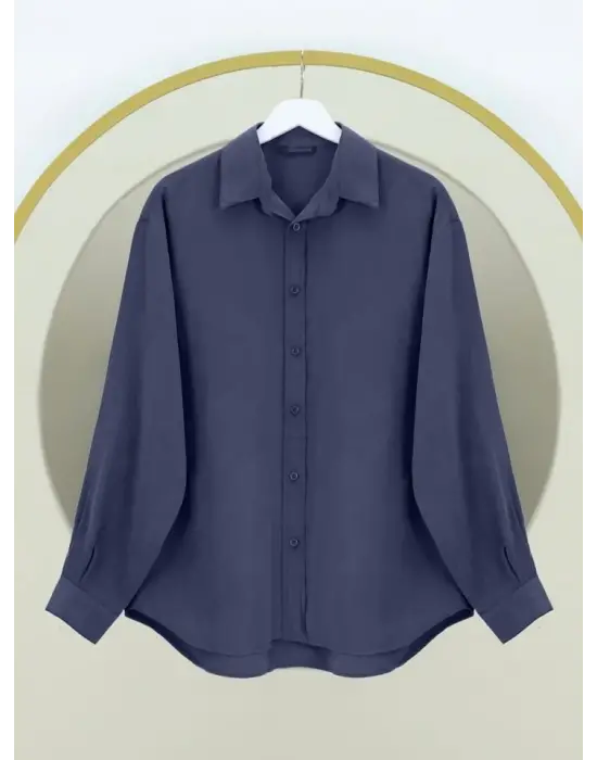 Omarı Oval Kesim Tensel Cupra Gömlek